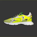 Bright Yellow And Green Sports Sneakers With White Accents And Modern Lace Up Design