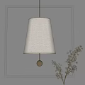 Light Beige Fabric Cone Shaped Chandelier With Golden Ball Decoration Minimalist Modern Design