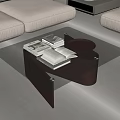Modern Glass Top Coffee Table With Dark Base Open Book And Decorative Tray