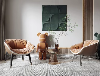 Modern leisure sofa combination single chair 3d model