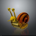 Cartoon Anthropomorphic Snail Character With Big Eyes Yellow Body And Red Spiral Shell