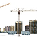 Modern construction site crane tower crane 3d model