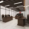 Modern Courtroom Interior Design With Wooden Desks Chairs And Layout