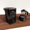 Modern Black Coffee Maker With Digital Display And Glass Carafe On Wooden Tabletop
