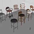 Modern Bar Stools With Various Designs Metal Frames And Colored Seats In Display Space