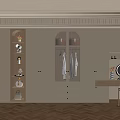 Modern Beige Wardrobe Cabinetry With Open Shelves Dressing Table And Mirror