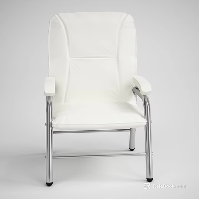 White Office Chair With Metal Frame And Comfortable Armrests For Modern Workspace 3d model 
