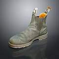 Durable Gray Work Boots With Elastic Side Orange Lining And Thick Sole