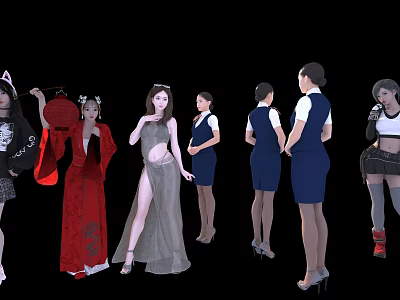 Sexy beautiful girl carrying a lantern ancient beautiful girl sexy stewardess 3d model