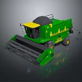 Green Yellow Combine Harvester With Front Cutting Platform Black Components And Cab