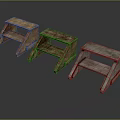 Three Distressed Wooden Steps in Brown and Gray with Rustic Open Design