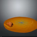 Modern Orange Round Furniture Table With Red Decorative Item And Blue Small Ornaments