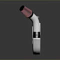 Modern Pipe Shaped Household Item With Silver Metal Body And Red Filter Head