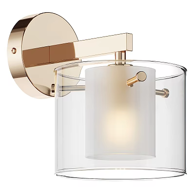 Modern Gold Metal Wall Light With Clear Glass Shade And White Lampshade 3d model