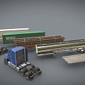 Different Types Of Semi Trucks With Container Log Tanker And Flatbed Trailers