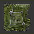 Detailed Medieval Fortress Model With Stone Walls Corner Towers And Central Courtyard