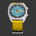 Stylish YEMA Watch With Yellow Strap Blue Numerical Dial And Silver Case