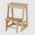 Wooden Folding Step Stool With Two Tier Design And Light Finish