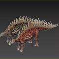Two Colorful Stegosaurus Dinosaurs With Spiked Backs In 3D Rendering