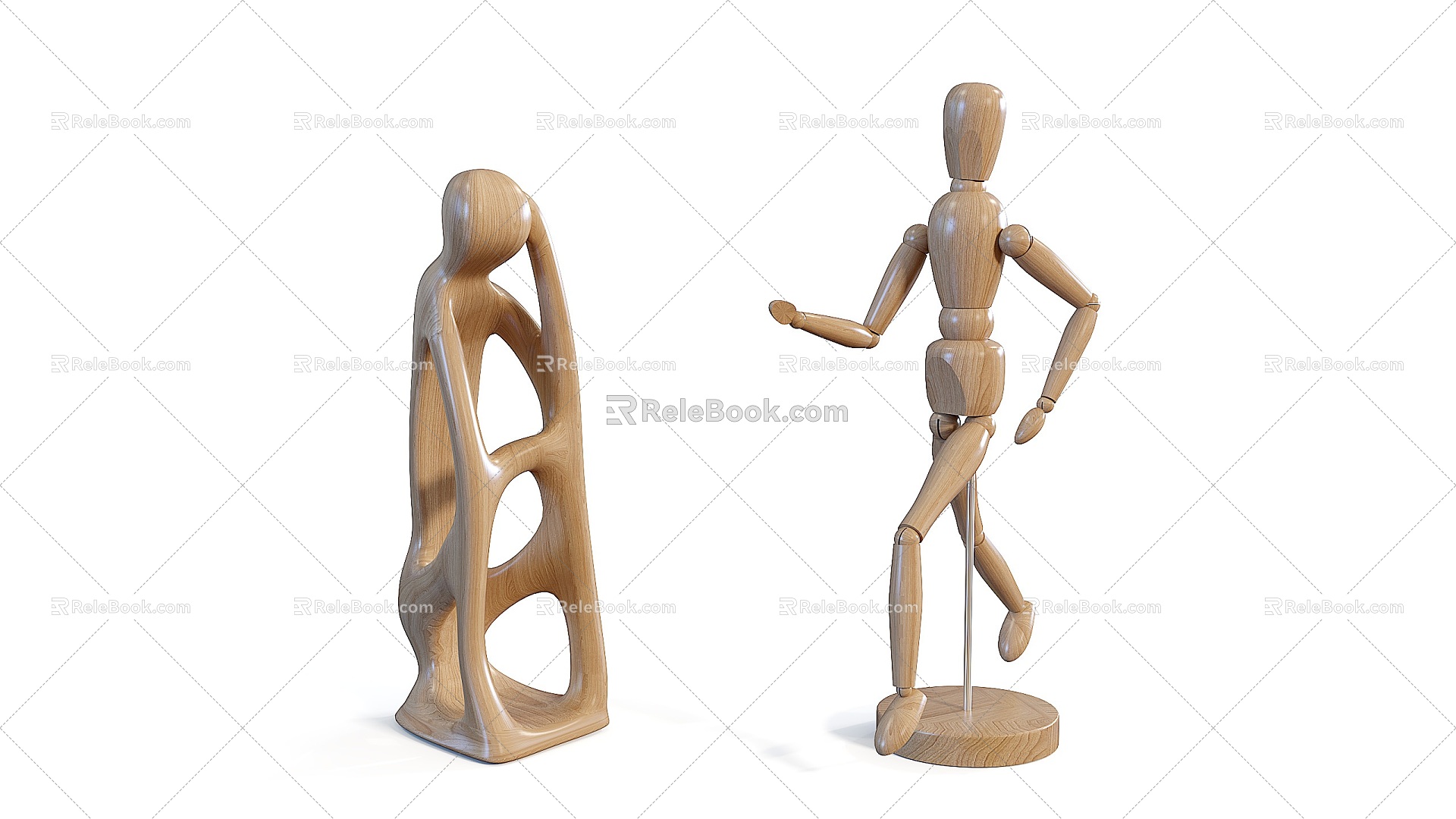 Nordic Abstract Art Man Wood Doll 3d model