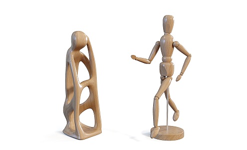 Nordic Abstract Art Man Wood Doll 3d model