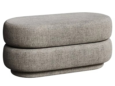 Gray Fabric Double Layered Ottoman With Modern Minimalist Design For Living Room 3d model