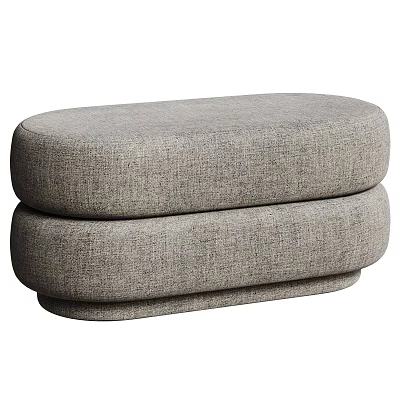 Gray Fabric Double Layered Ottoman With Modern Minimalist Design For Living Room 3d model
