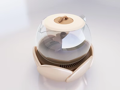 Modern Transparent Glass Electric Kettle With Beige Base Brown Lid And Sleek Design 3d model