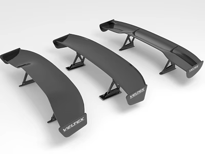 Three Carbon Fiber Car Rear Wings With Vertex Logos 3d model