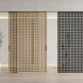 Modern Black and Beige Sliding Doors with Grid Design as Interior Partition in Minimalist Room