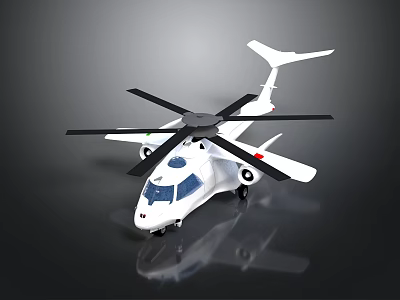 White Futuristic Space Aeronautics Concept Vehicle Model With Rotors And Wings 3d model