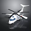 White Futuristic Space Aeronautics Concept Vehicle Model With Rotors And Wings