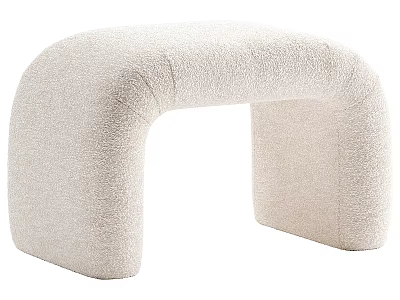 Plush Beige U Shaped Modern Sofa Stool with Soft Texture Design 3d model