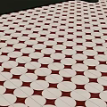 Red and White Circular Pattern Floor Tiles Arranged in Grid Layout for Modern Interior 3d model