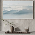 New Chinese Landscape Painting Texture Texture Decorative Painting Italian Minimalist 3d model