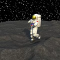 Man Astronaut Walking On Lunar Surface With Starry Sky Background 3d model