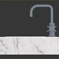 Modern Bathroom Interior With White Marble Countertop Chrome Faucet And Undermount Sink