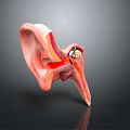 Human Ear Anatomy 3D Model Showing Internal Structures And Detailed Medical View