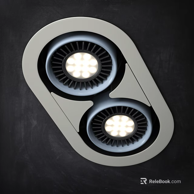 Modern Recessed Downlights and Spotlights with Double LED Bulbs and Metal Frame 3d model 