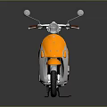 Orange And White Modern Scooter With Red Leather Seat Sleek Design And Side Mirrors