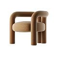 Modern Minimalist Accent Chairs With Dark Brown Light Brown Curved Armrests And Leather Upholstery