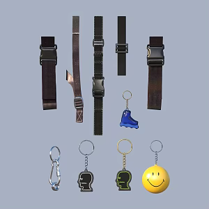 Keychain Zipper Belt Button Rope Knot Lock Safety Buckle Rope Pull Rope Decoration 3d model