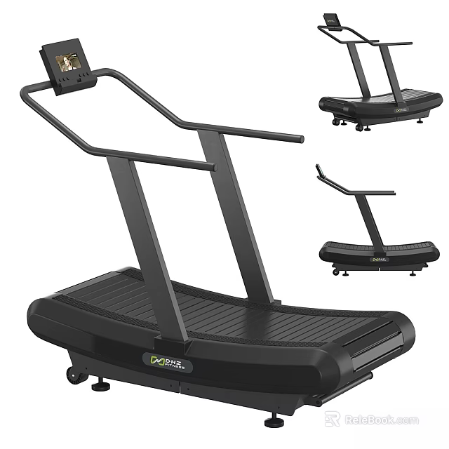 Professional Black Treadmill Sports Equipment With LCD Screen Sturdy Design And Mobility Wheels 3d model 