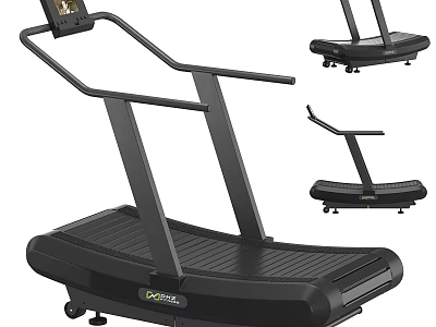 Professional Black Treadmill Sports Equipment With LCD Screen Sturdy Design And Mobility Wheels 3d model