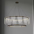 Elegant Modern Chandelier With Transparent Flowing Panels And Circular Metal Frame