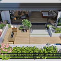 Beautiful Home Balcony Design With Lush Plants Seating Area And Stone Flooring