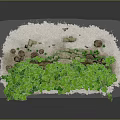 Lush Green Plants Surrounding Black Archway With Fresh Leaves And White Base