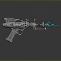 Futuristic Sci Fi Weapon Gun With Blue Electric Energy And Metallic Design