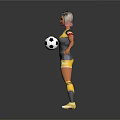 Female Soccer Player Standing With Pink Hair In Yellow Gray Number 10 Jersey Holding Football
