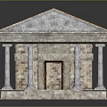 Classical European Architecture Featuring Red Tiled Roof White Columns And Stone Walls Entrance